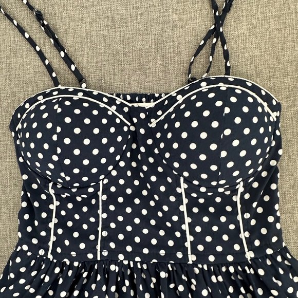American Rag Polka Dot Mini Dress 50's Inspired Fit & Flare Spaghetti Straps Sma - Picture 10 of 16